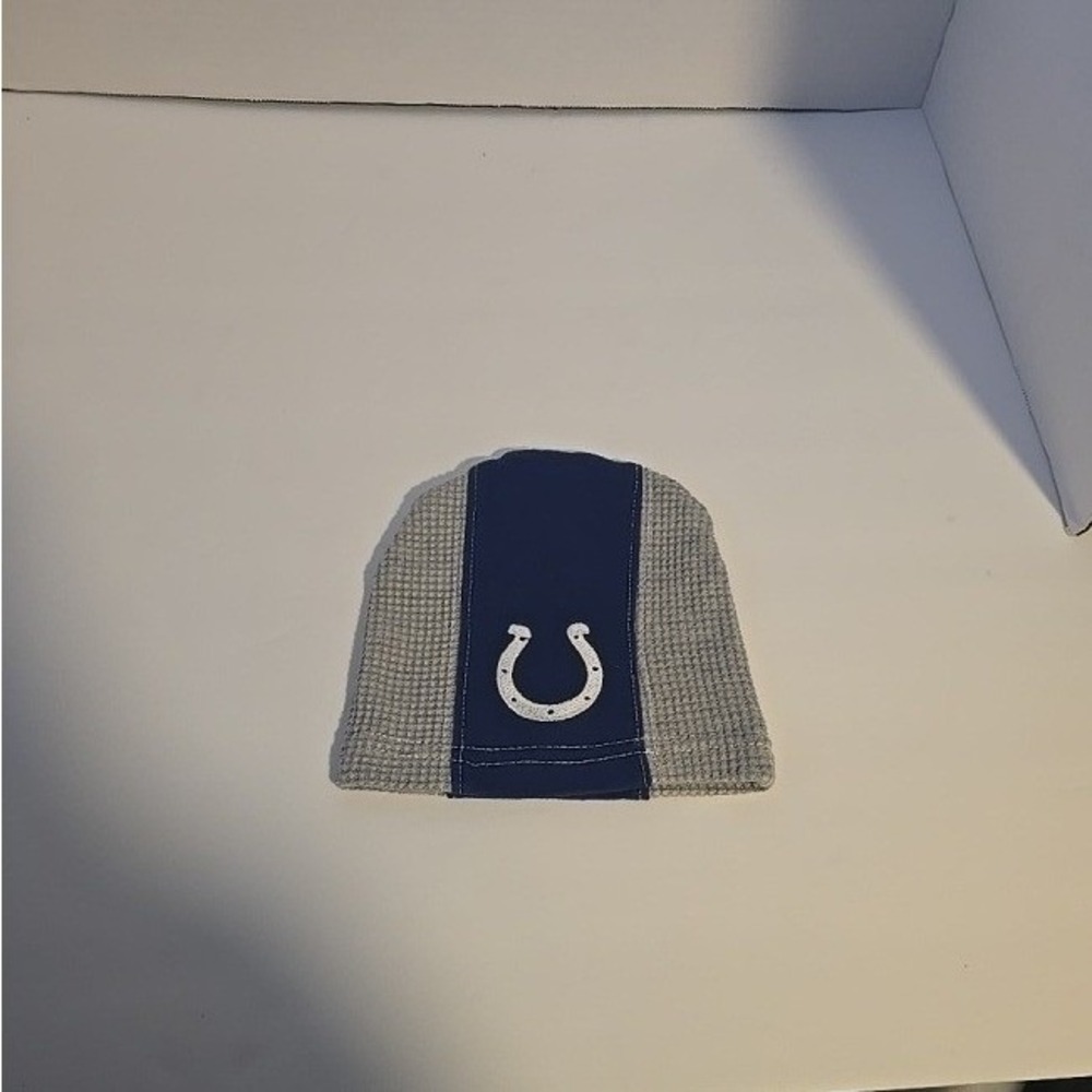 NFL Indianapolis Colts Baby Beanie Hat Blue Grey Waffle Knit Size 18M